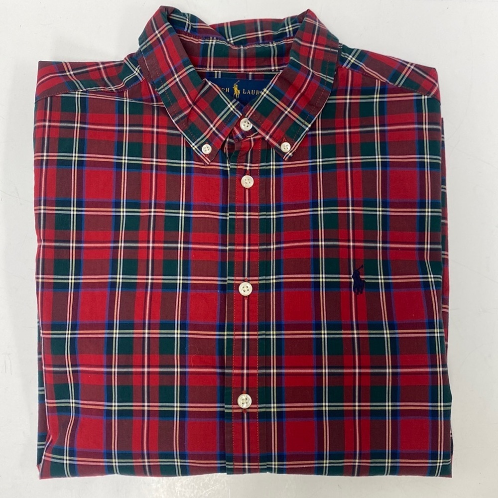 Polo Ralph Lauren Red Plaid Button Down Shirt XL (18-20) Boys Classic Pony Logo